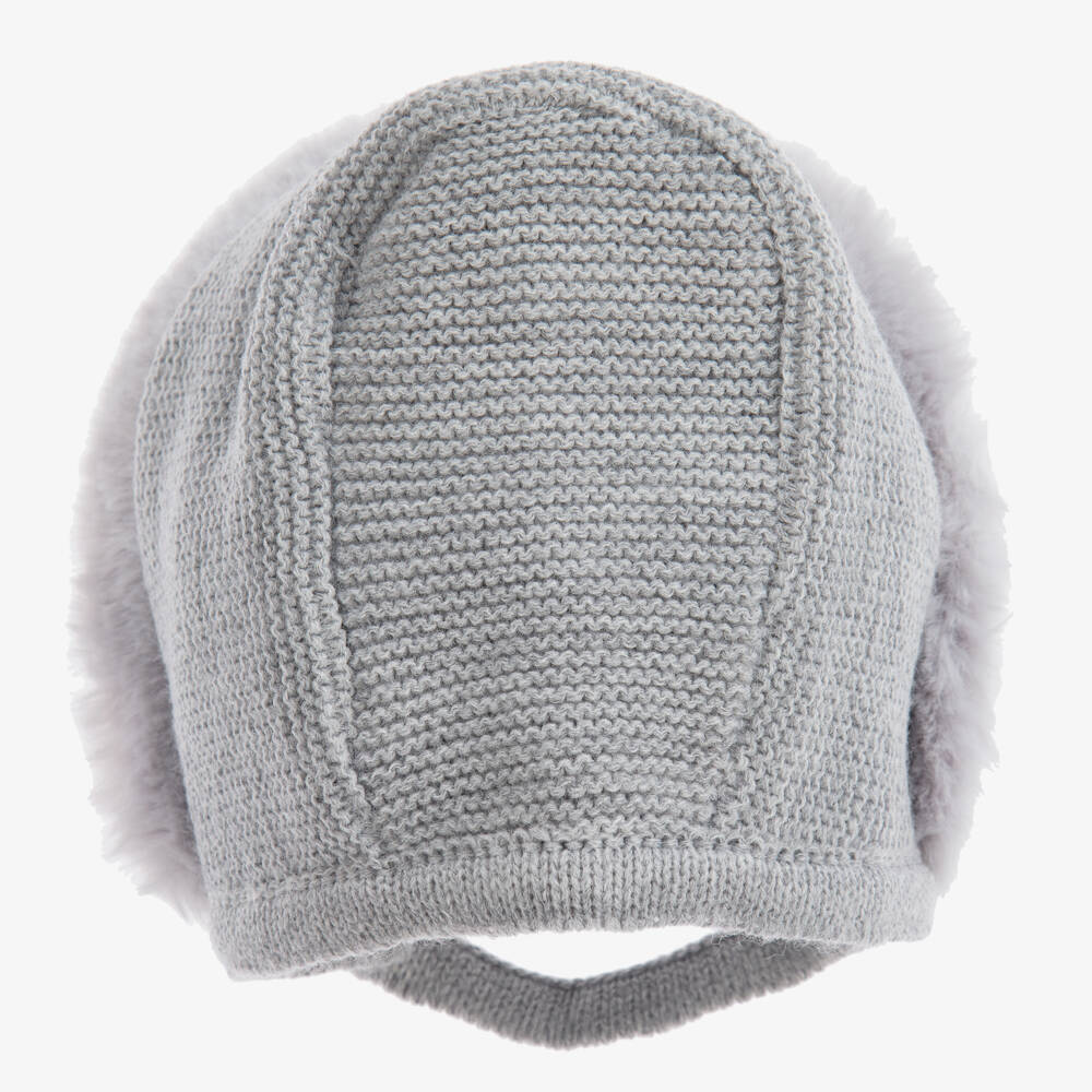 Mebi-Girls Grey Knitted Bonnet | Childrensalon Outlet