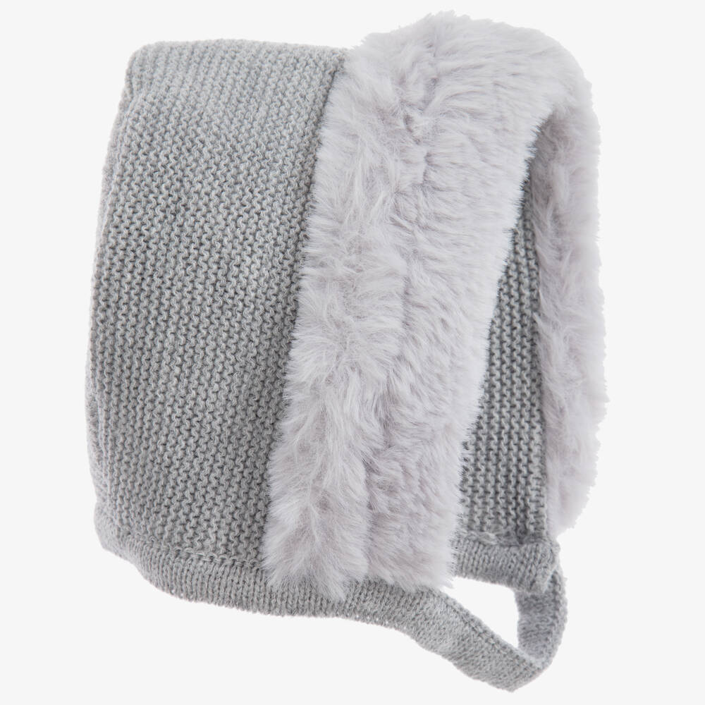 Mebi-Girls Grey Knitted Bonnet | Childrensalon Outlet
