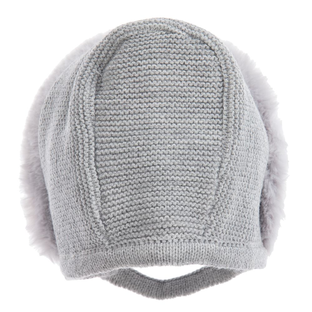 Mebi-Girls Grey Knitted Bonnet  | Childrensalon Outlet