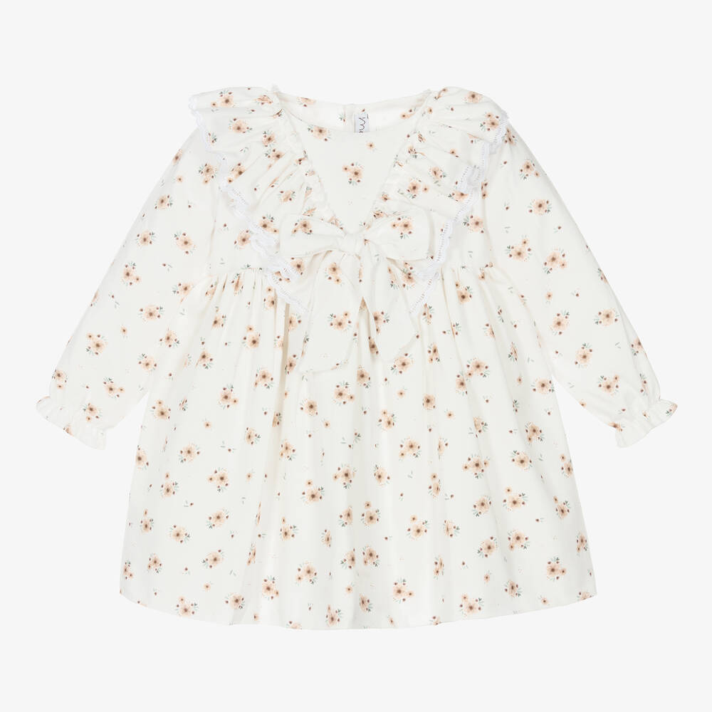 Mebi-Girls Ivory Floral Dress | Childrensalon Outlet