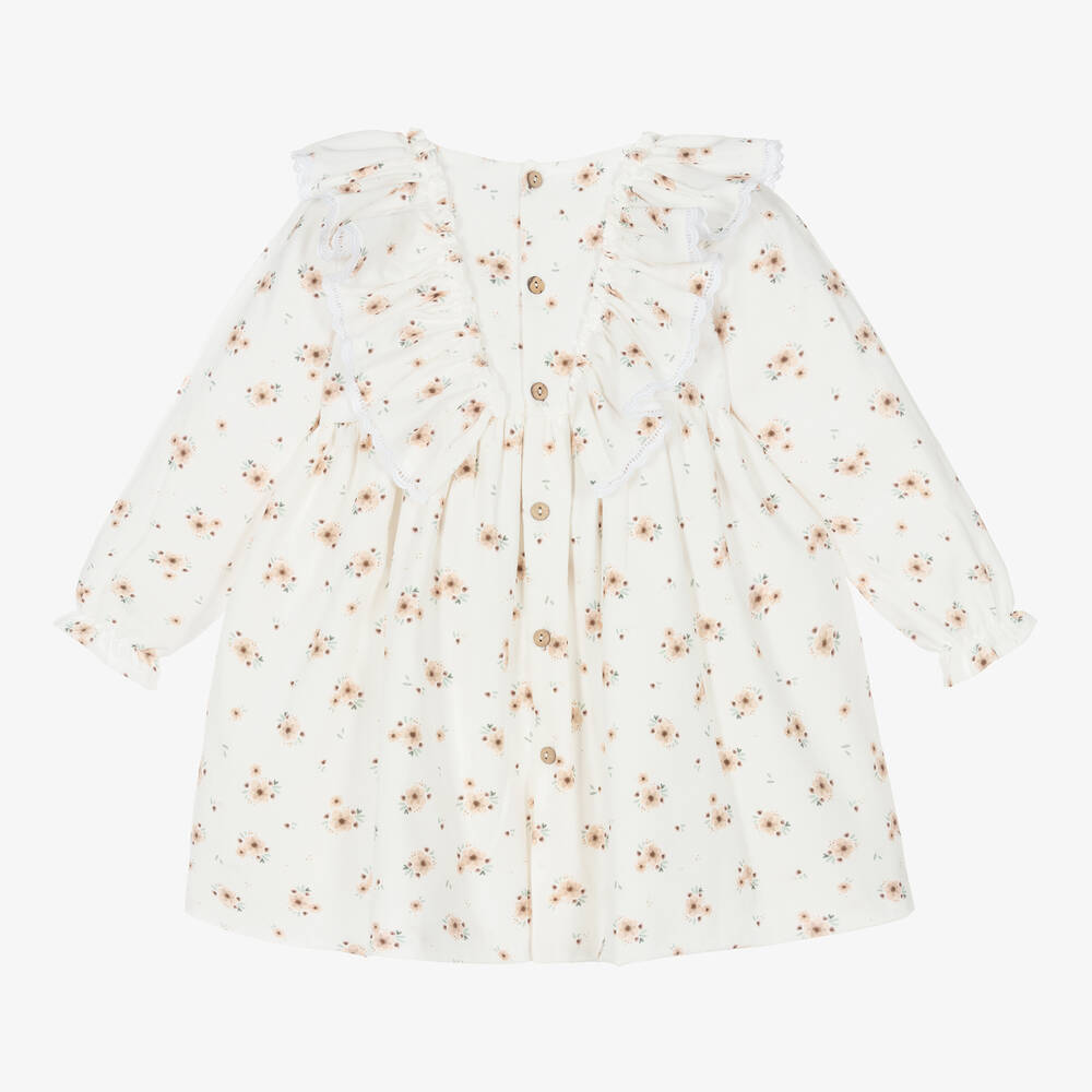 Mebi-Girls Ivory Floral Dress | Childrensalon Outlet
