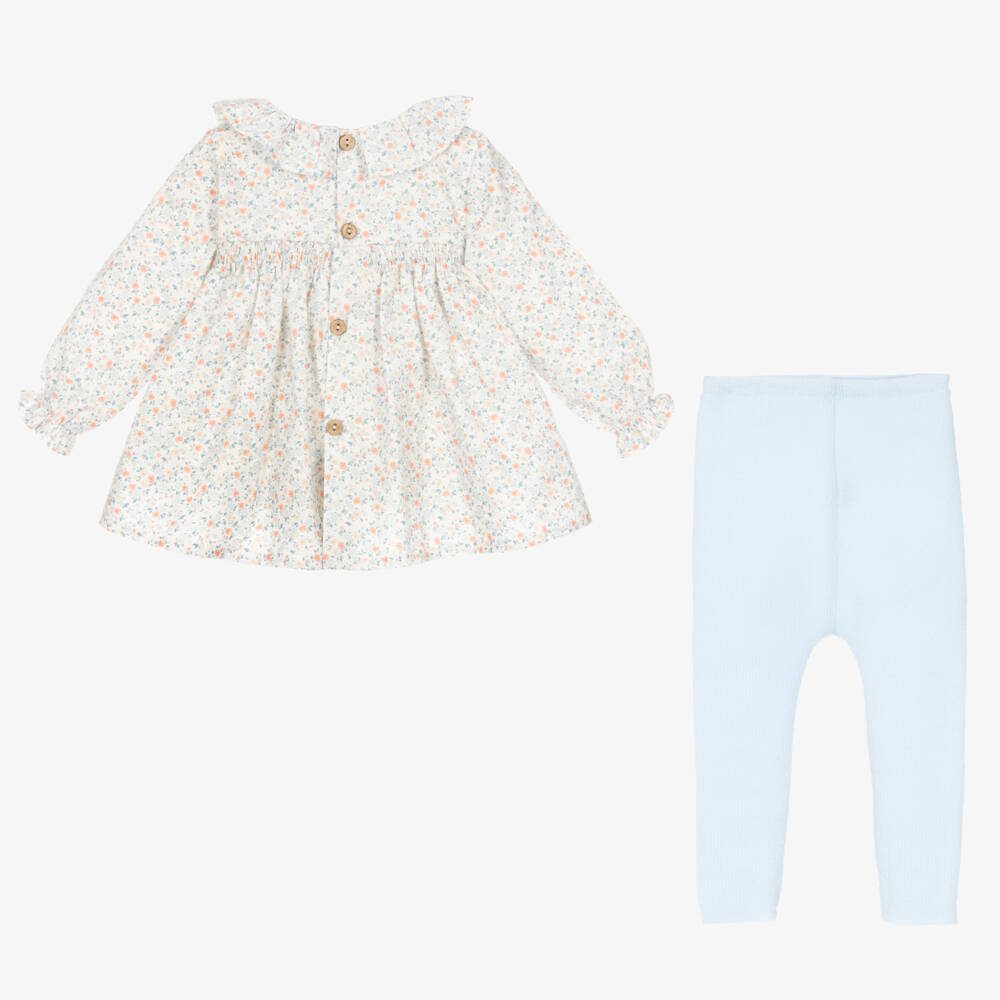 Mebi-Girls Ivory Floral Outfit Set | Childrensalon Outlet