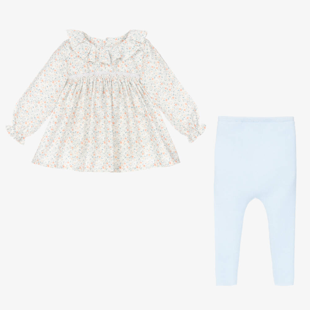 Mebi-Girls Ivory Floral Outfit Set | Childrensalon Outlet