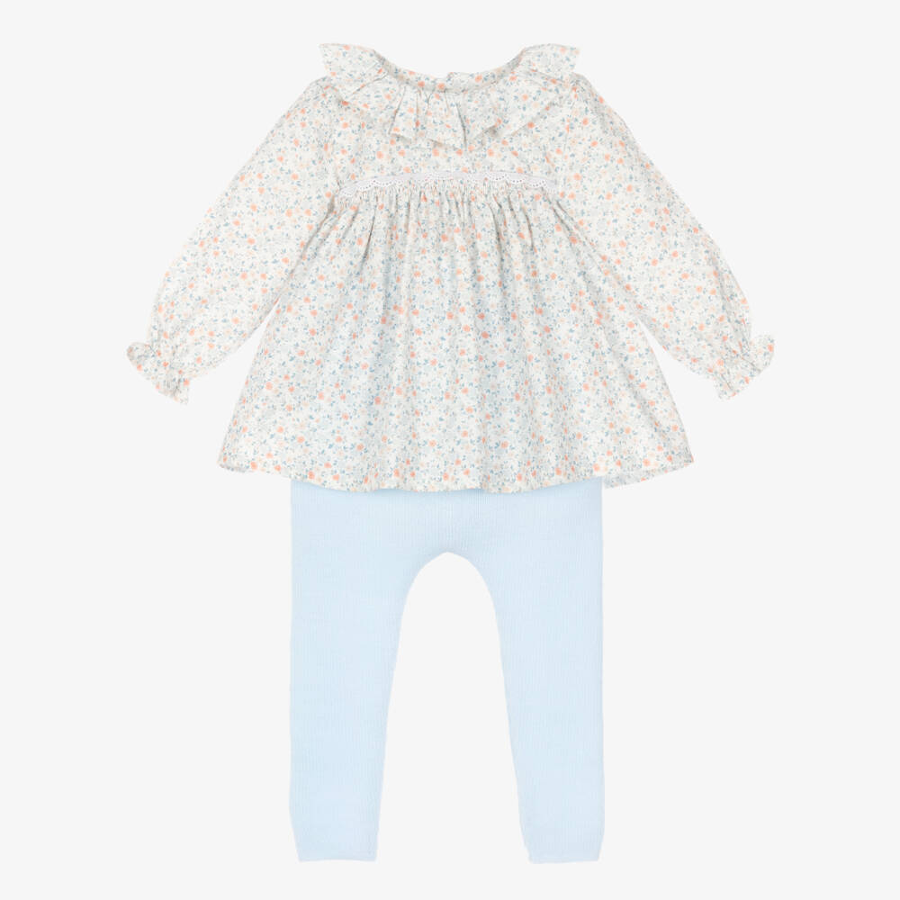 Mebi-Girls Ivory Floral Outfit Set | Childrensalon Outlet