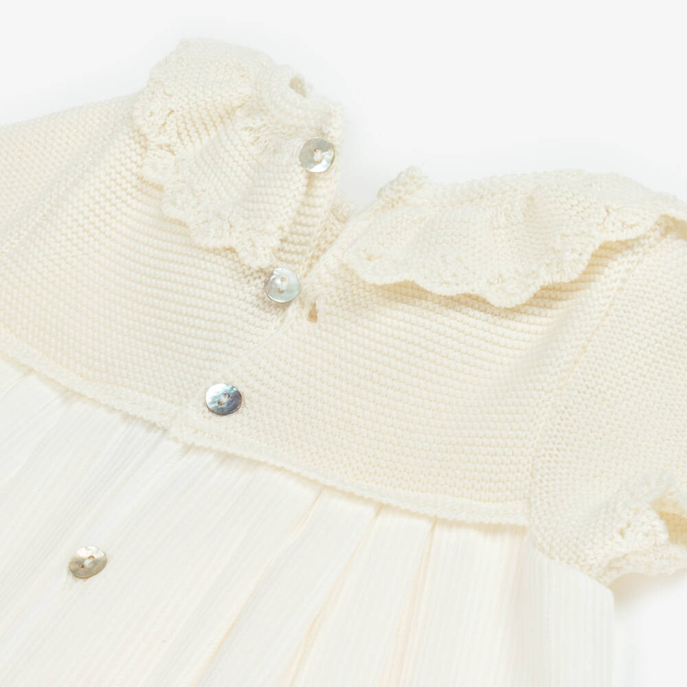 Mebi-Girls Ivory Knit Dress & Bonnet | Childrensalon Outlet