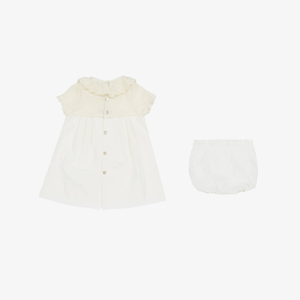 Mebi-Girls Ivory Knit Dress & Bonnet | Childrensalon Outlet