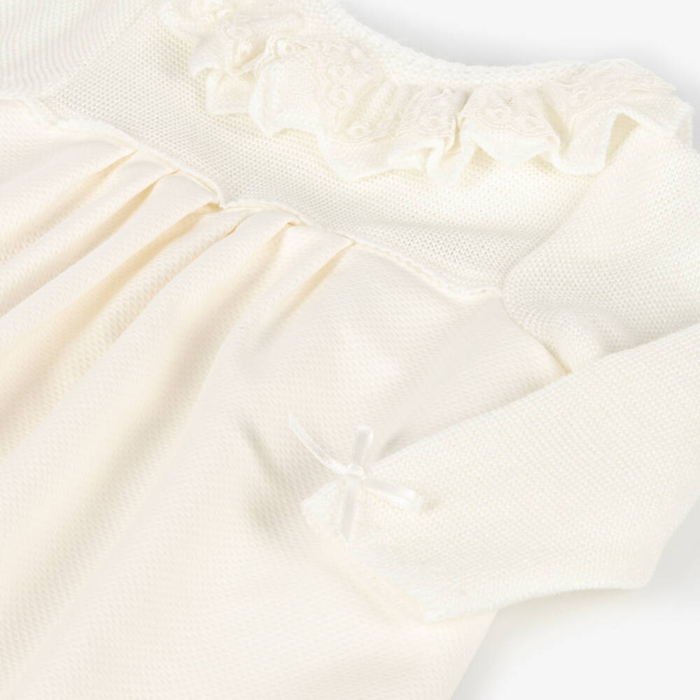 Mebi-Girls Ivory Knit Lace Dress | Childrensalon Outlet
