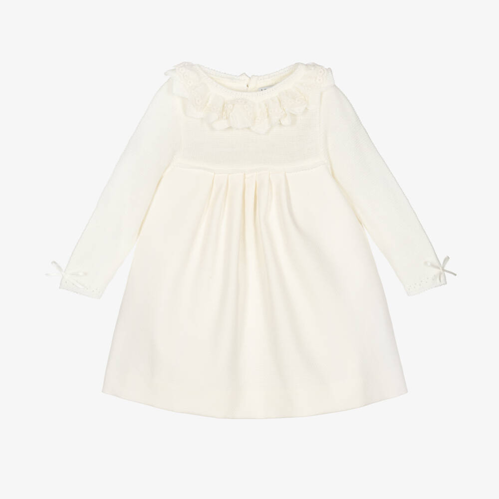 Mebi-Girls Ivory Knit Lace Dress | Childrensalon Outlet