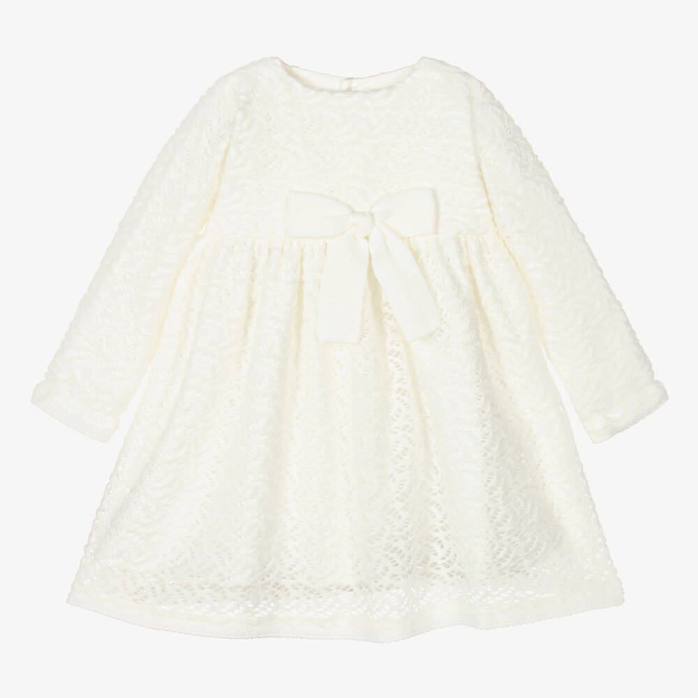 Mebi-Girls Ivory Knitted Dress  | Childrensalon Outlet
