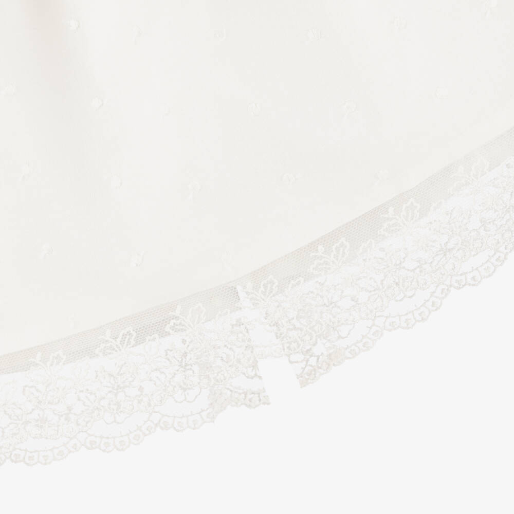 Mebi-Girls Ivory Plumeti Cotton & Lace Dress Set | Childrensalon Outlet