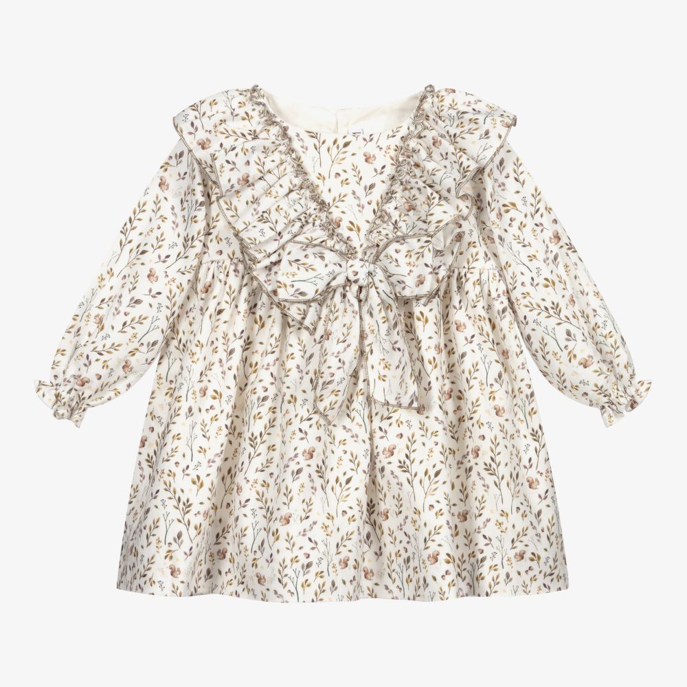 Mebi-Кремовое платье с рюшами для девочек | Childrensalon Outlet