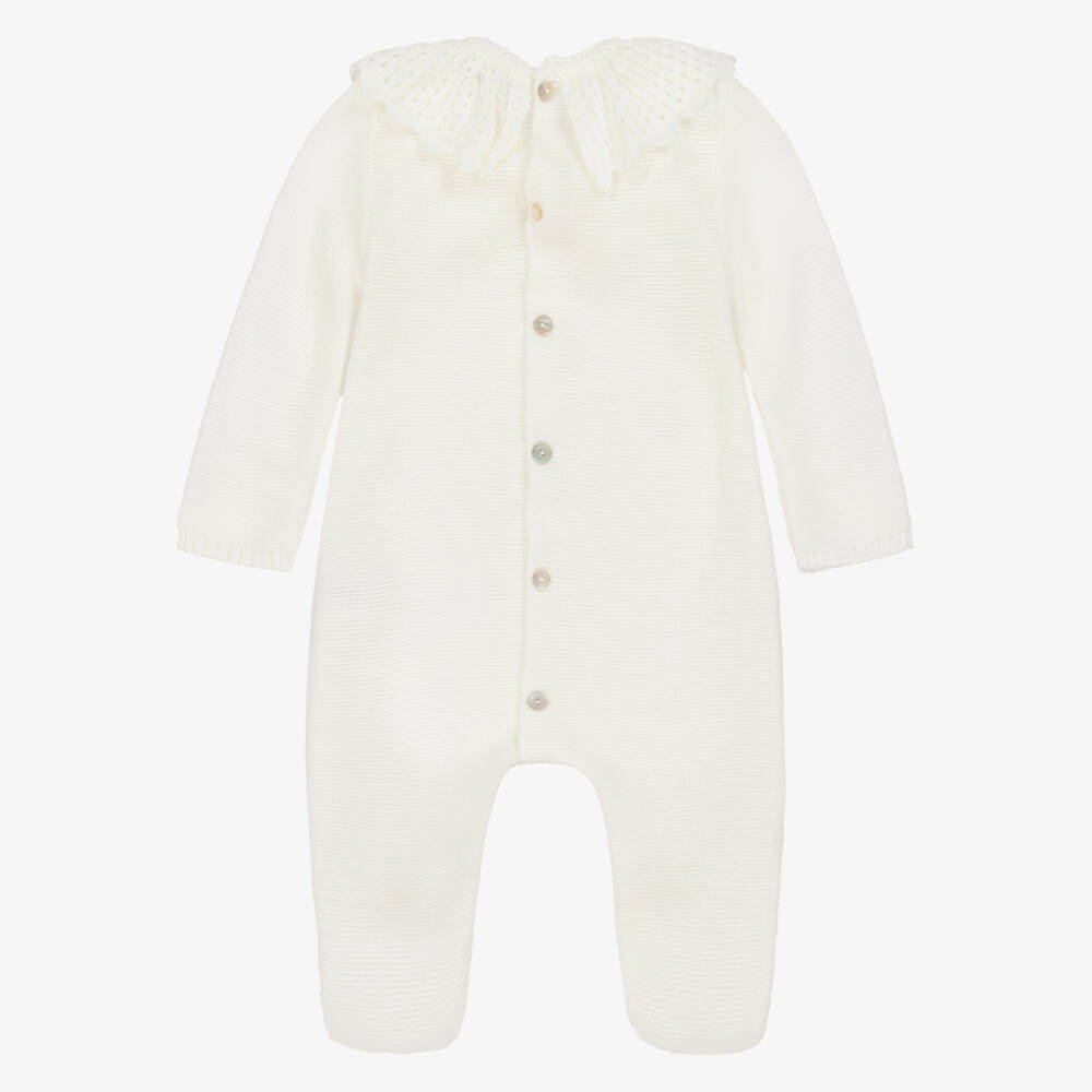 Mebi-بدلة نوم محبوكة عاجية للبنات بحواف متموجة | Childrensalon Outlet