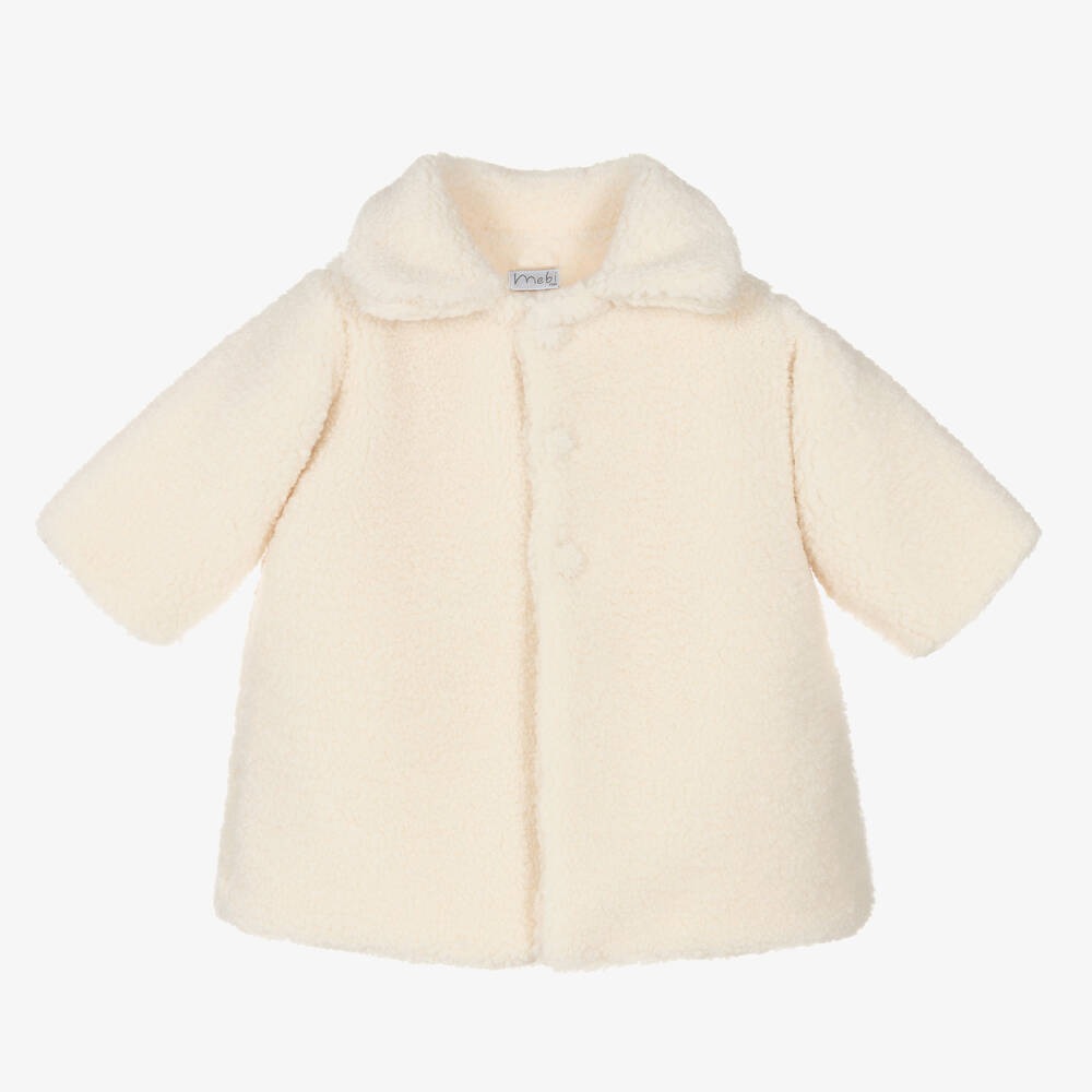 Mebi - Кремовое пальто из плюшевого флиса для девочек | Childrensalon