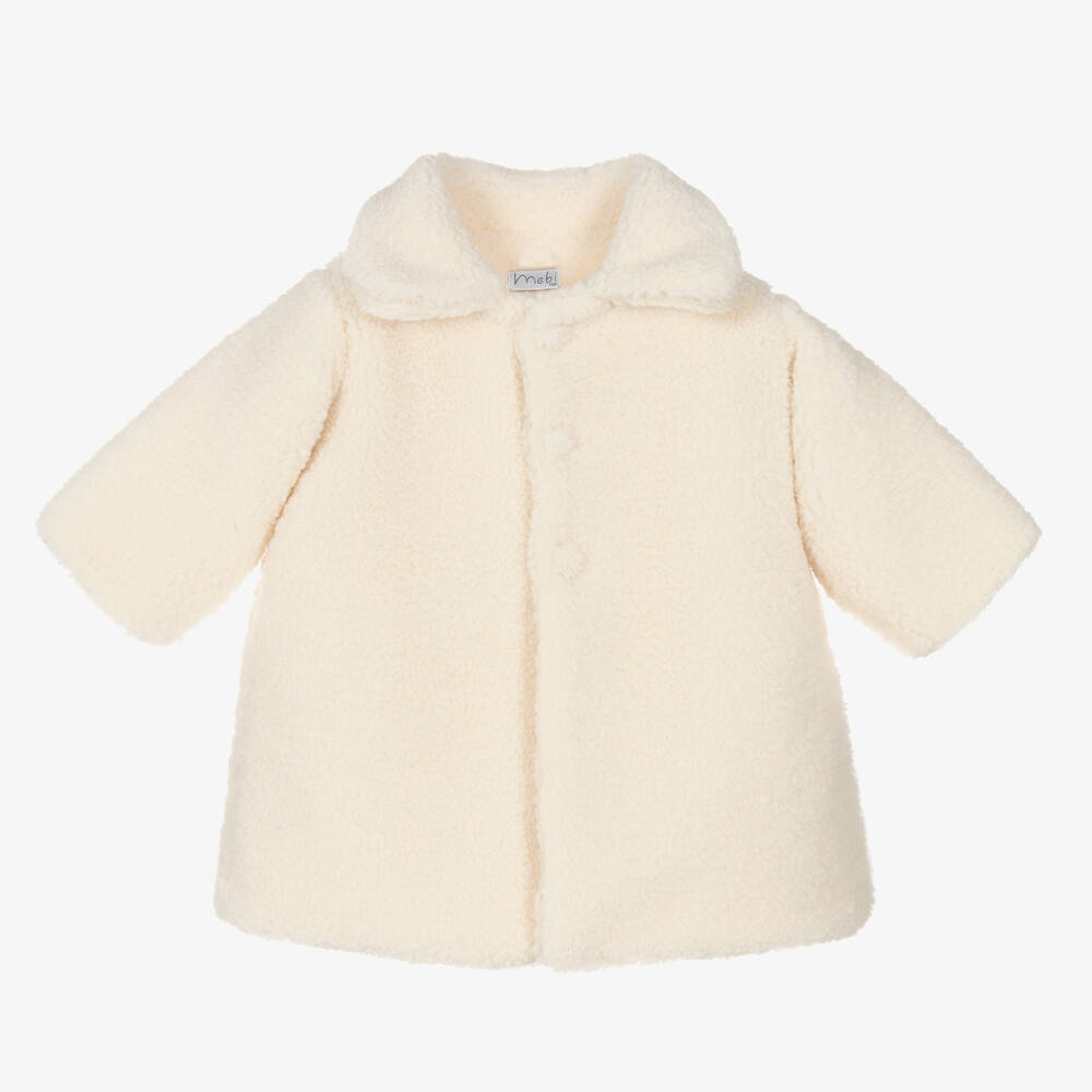 Mebi-Girls Ivory Teddy Fleece Coat | Childrensalon Outlet