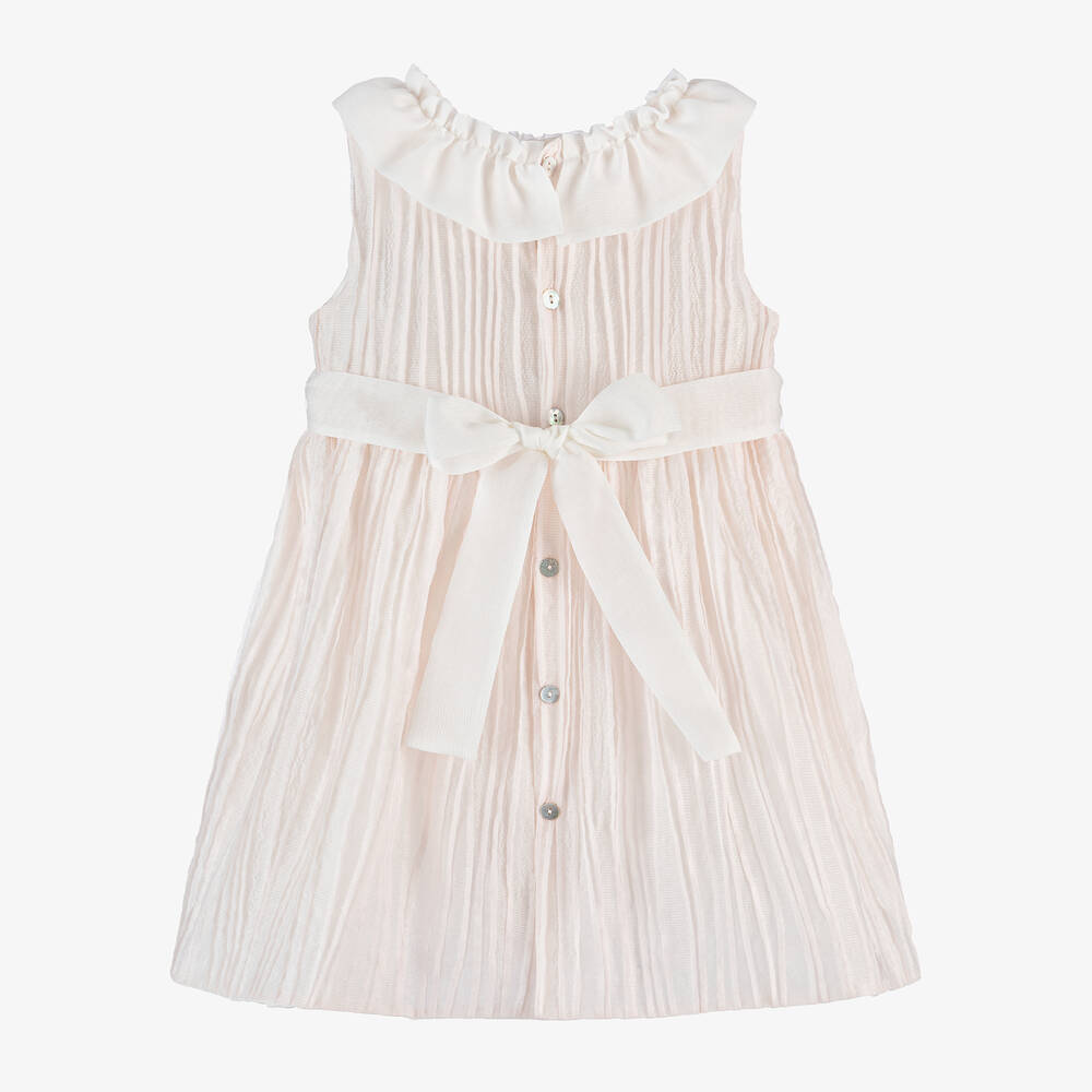 Mebi-Girls Pale Pink Frill Collar Dress | Childrensalon Outlet