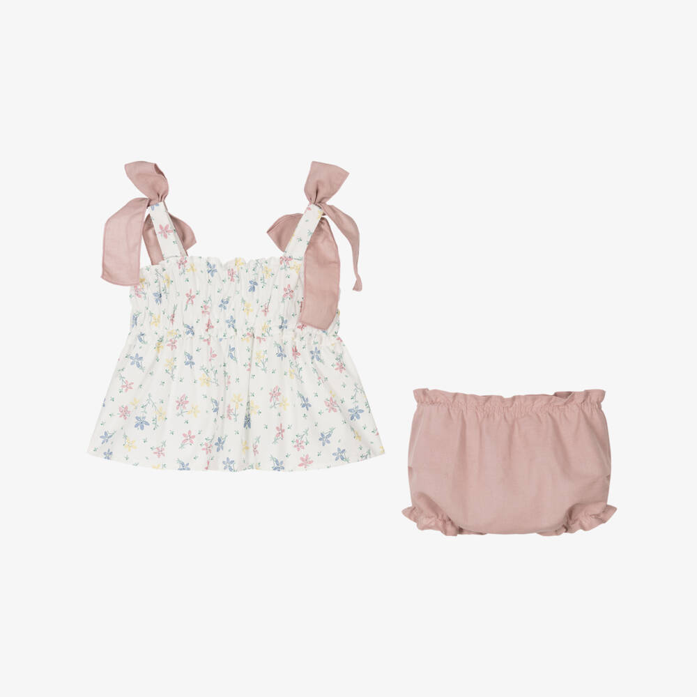 Mebi-Girls Pastel Blooms Cotton Set | Childrensalon Outlet