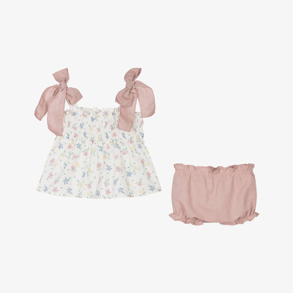 Mebi-Girls Pastel Blooms Cotton Set | Childrensalon Outlet