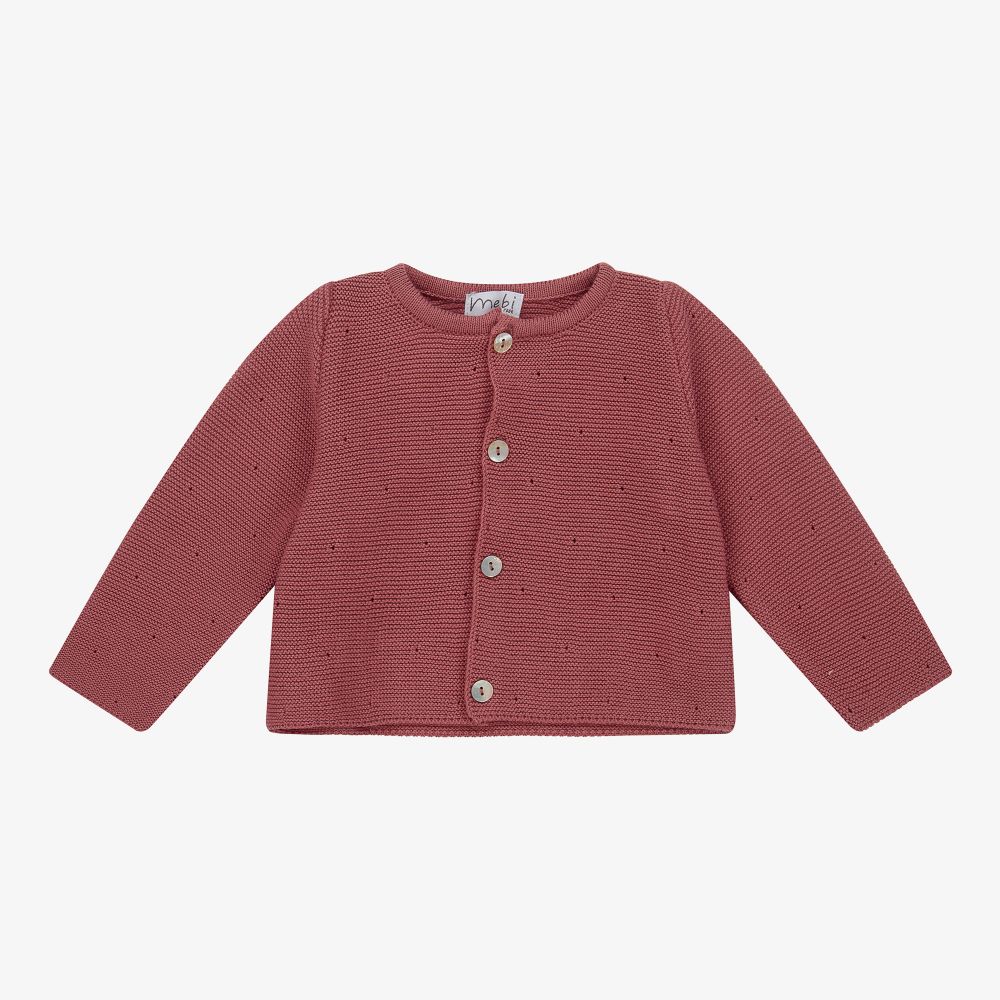 Mebi - Girls Pink Cotton Cardigan | Childrensalon