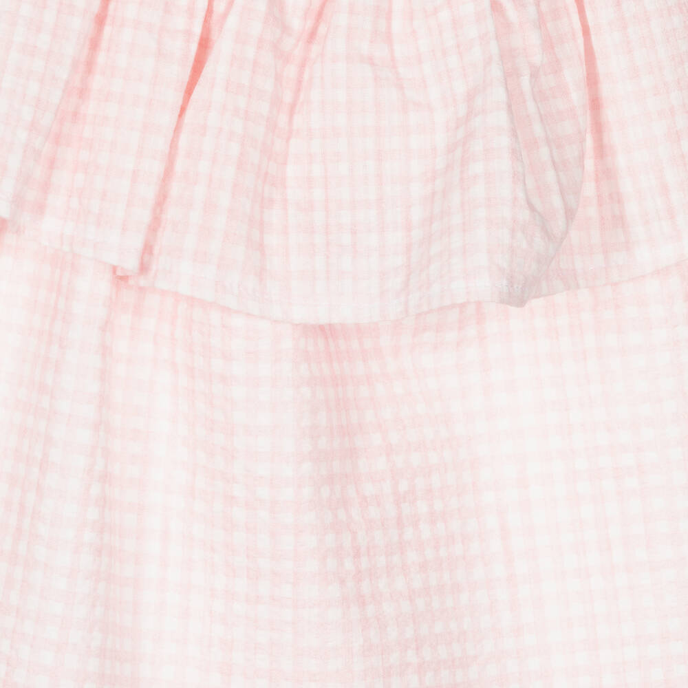 Mebi-Girls Pink Cotton Gingham Dress | Childrensalon Outlet
