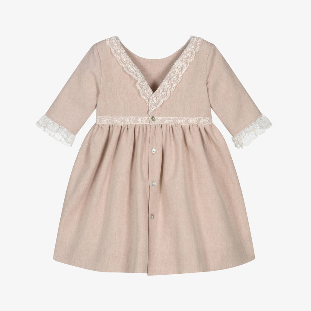 Mebi-Розовое льняное платье для девочек | Childrensalon Outlet