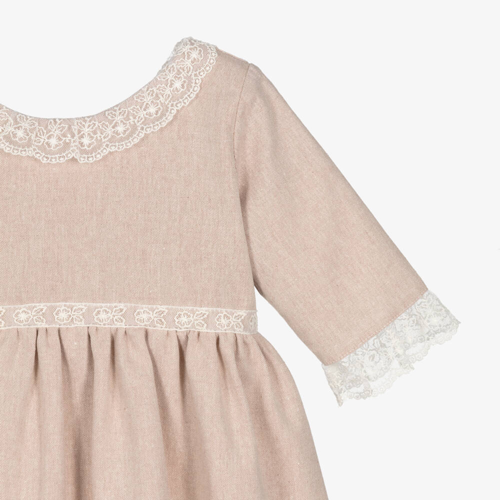 Mebi-Розовое льняное платье для девочек | Childrensalon Outlet