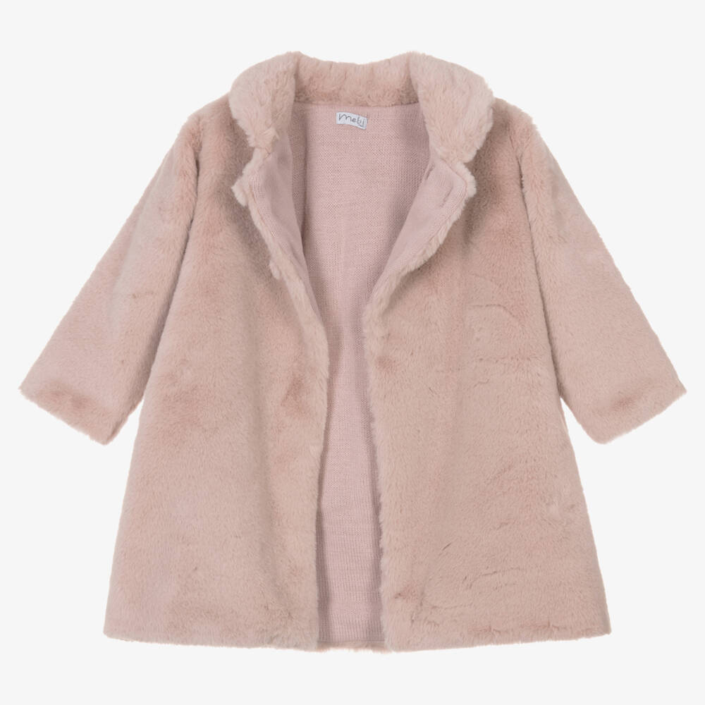 Mebi-Мягкое розовое меховое пальто для девочек | Childrensalon Outlet