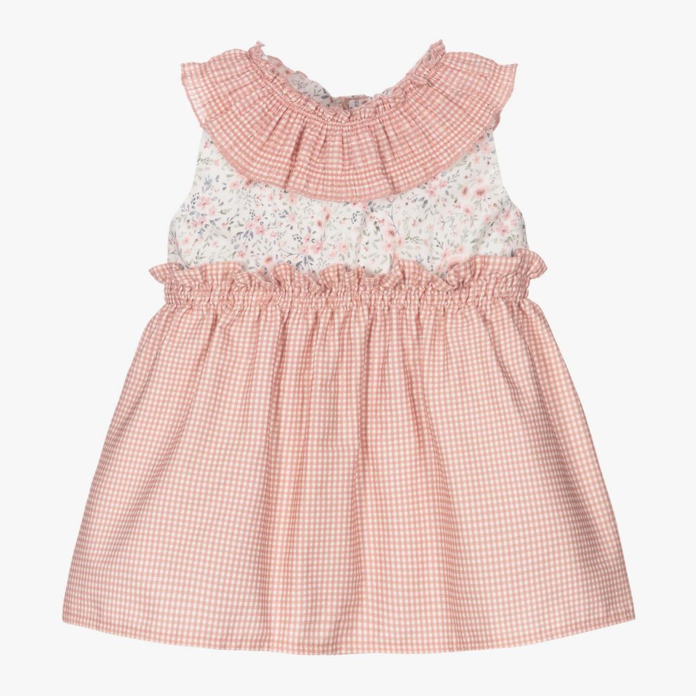 Mebi - Girls Pink Floral Cotton Dress | Childrensalon