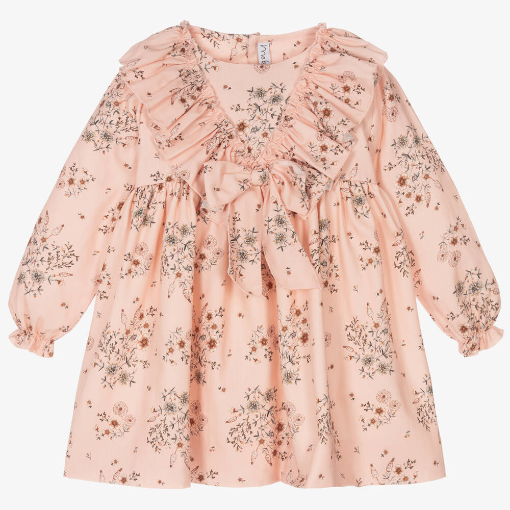 Mebi - Girls Pink Floral Cotton Dress | Childrensalon