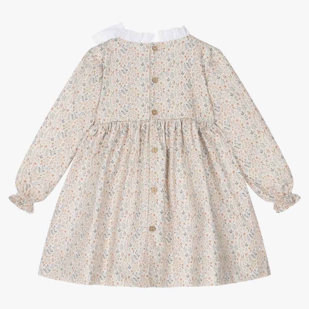 Mebi-فستان قطن محبوك لون زهري بطبعة ورود | Childrensalon Outlet