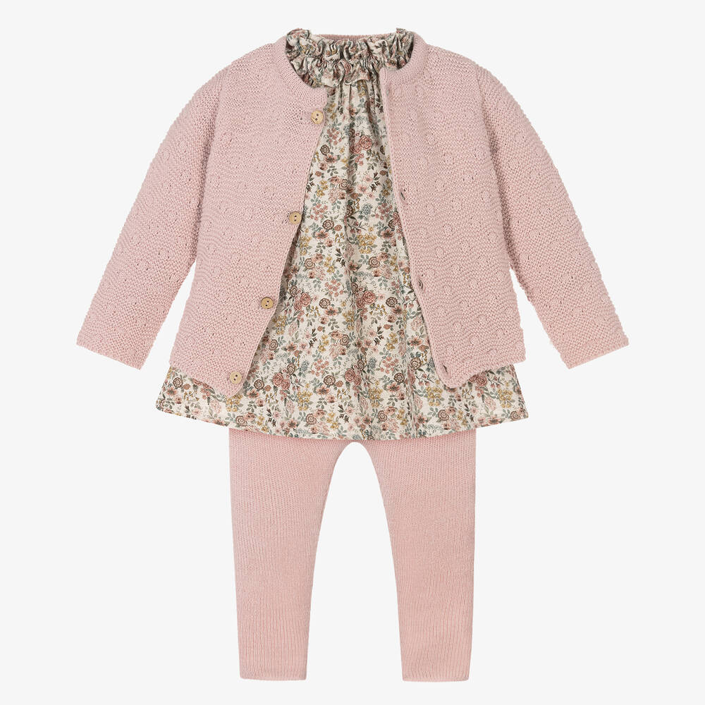 Mebi - Розовый комплект одежды с блузкой в цветочек для девочек | Childrensalon
