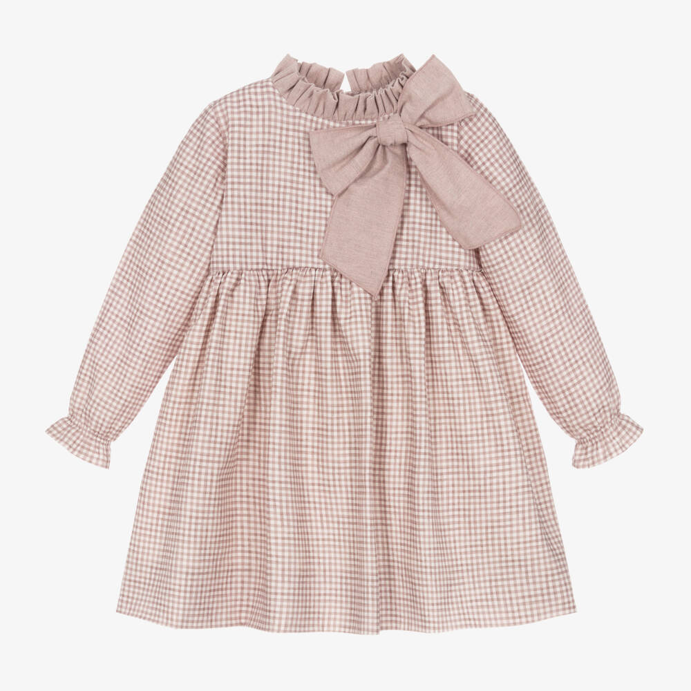 Mebi-Girls Pink Gingham Bow Dress | Childrensalon Outlet