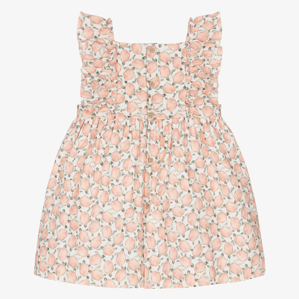 Mebi-Girls Pink & Green Cotton Dress | Childrensalon Outlet