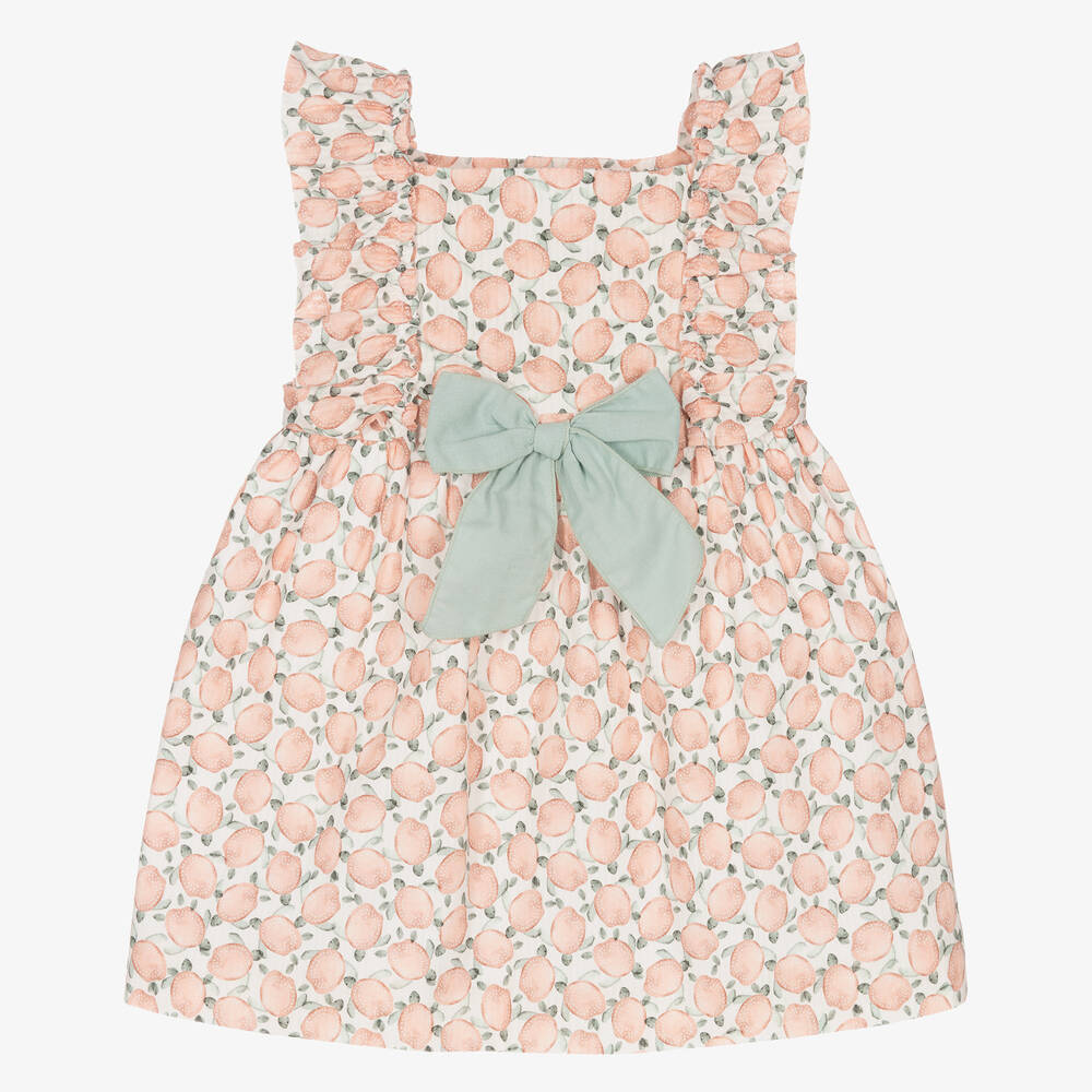 Mebi - Robe rose et verte en coton fille | Childrensalon