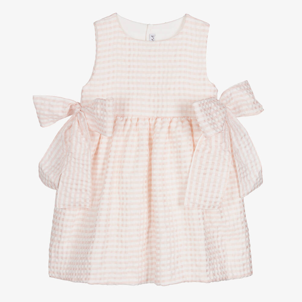 Mebi - Girls Pink & Ivory Gingham Dress | Childrensalon