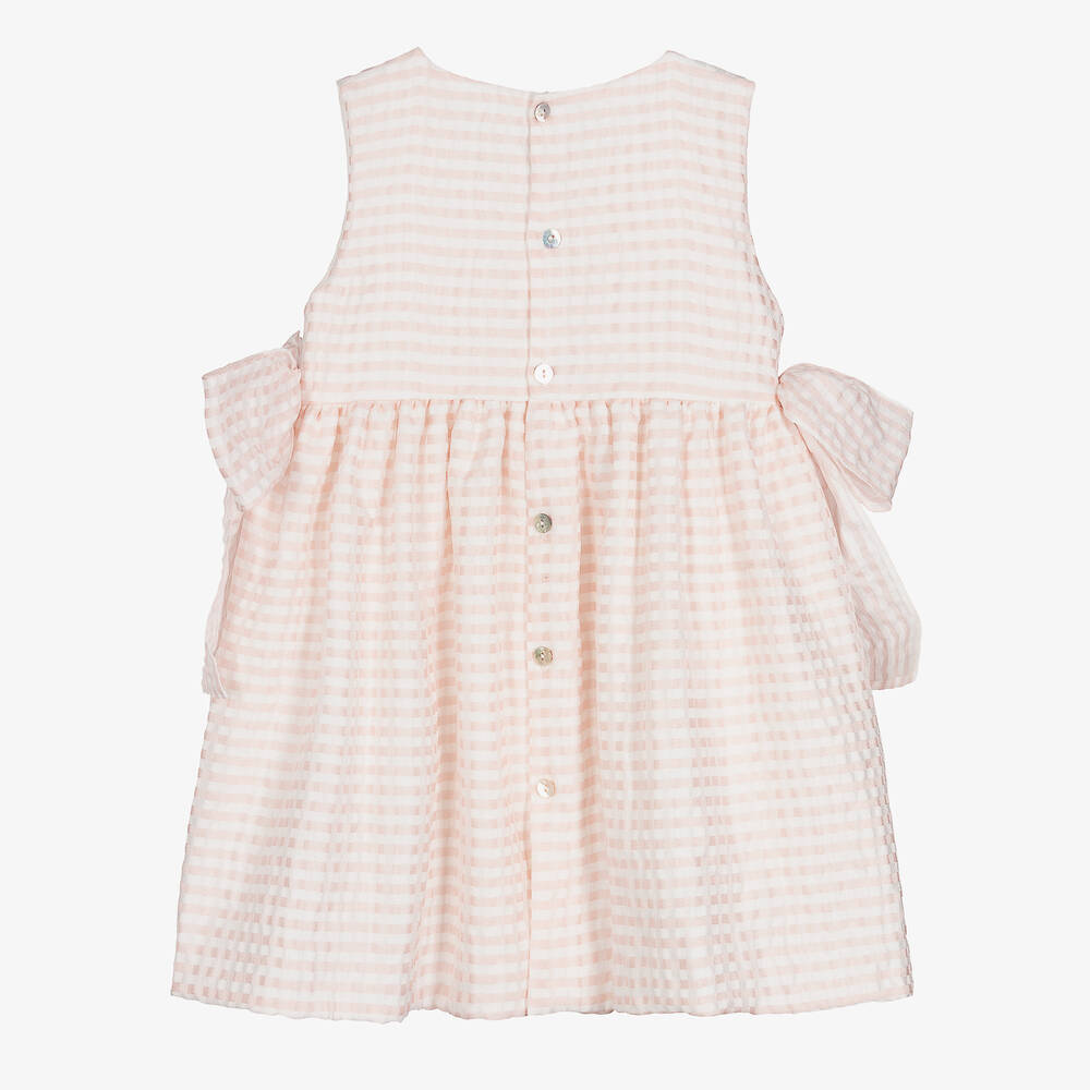 ميبي-فستان جينغهام لون عاجي وزهري | Childrensalon Outlet