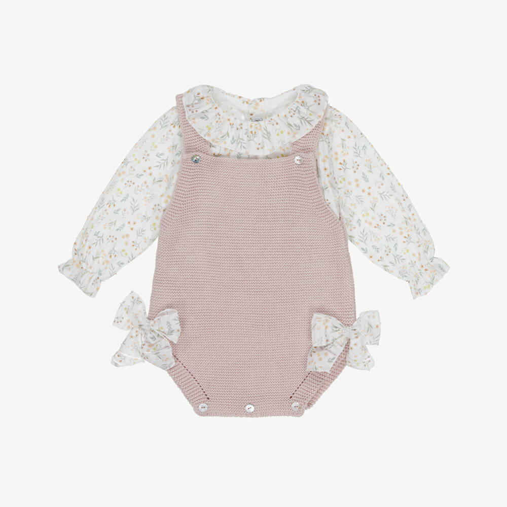 Mebi-Girls Pink Knitted Bloomers Ensemble | Childrensalon Outlet