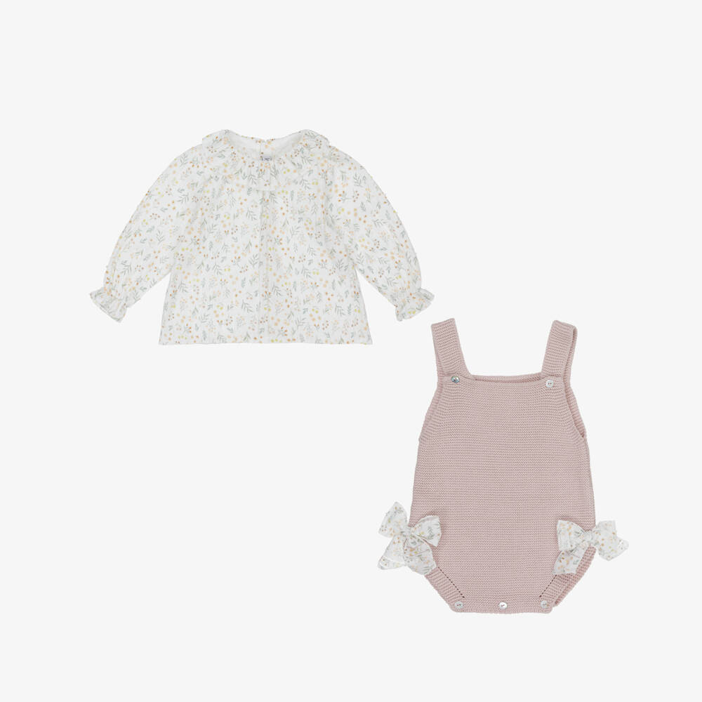 Mebi-Girls Pink Knitted Bloomers Ensemble | Childrensalon Outlet