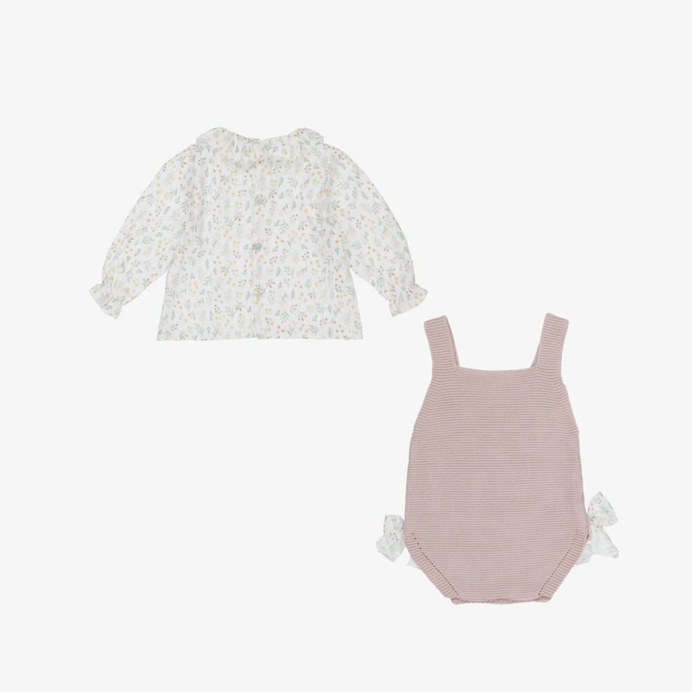 Mebi-Girls Pink Knitted Bloomers Ensemble | Childrensalon Outlet