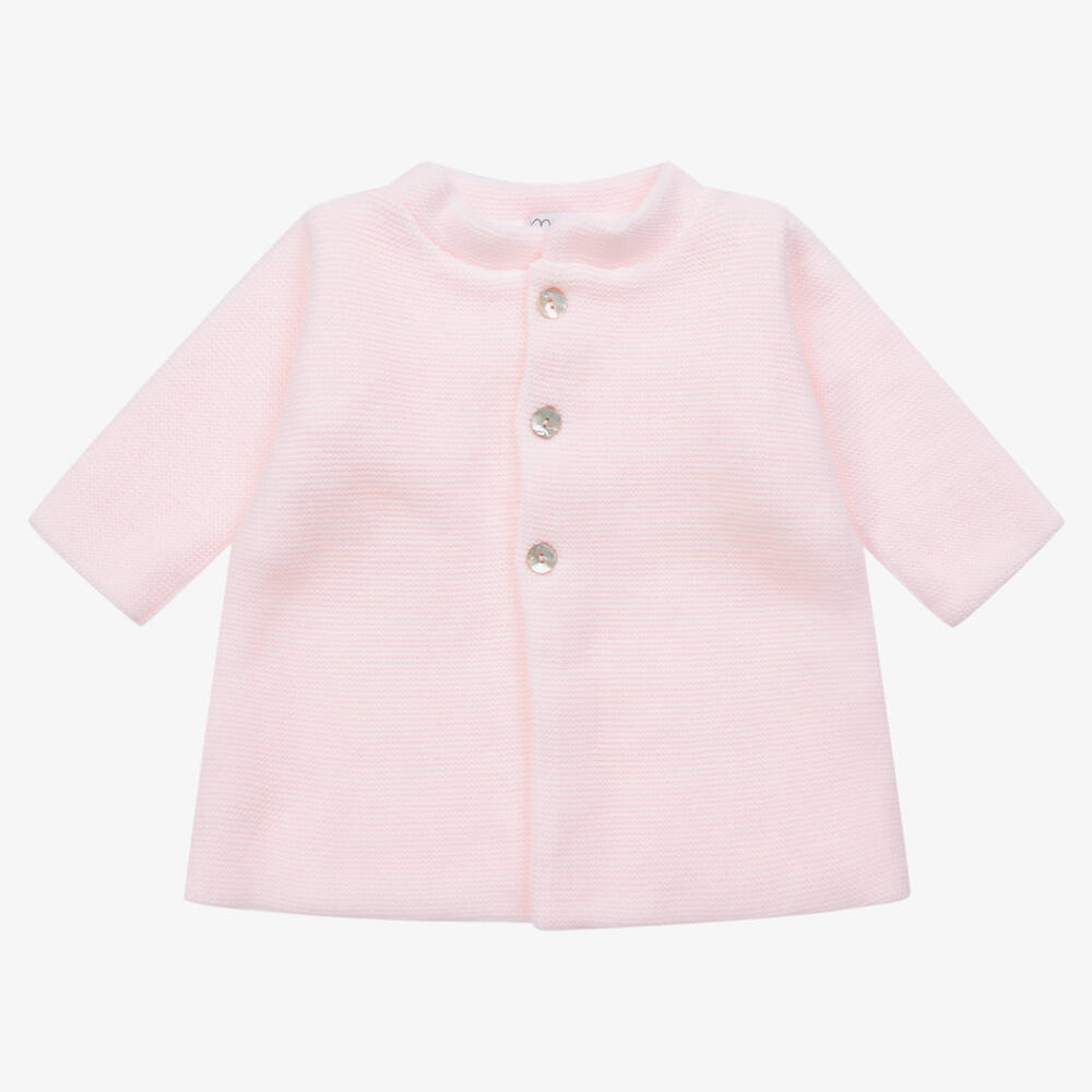 Mebi - Girls Pink Knitted Pram Coat | Childrensalon