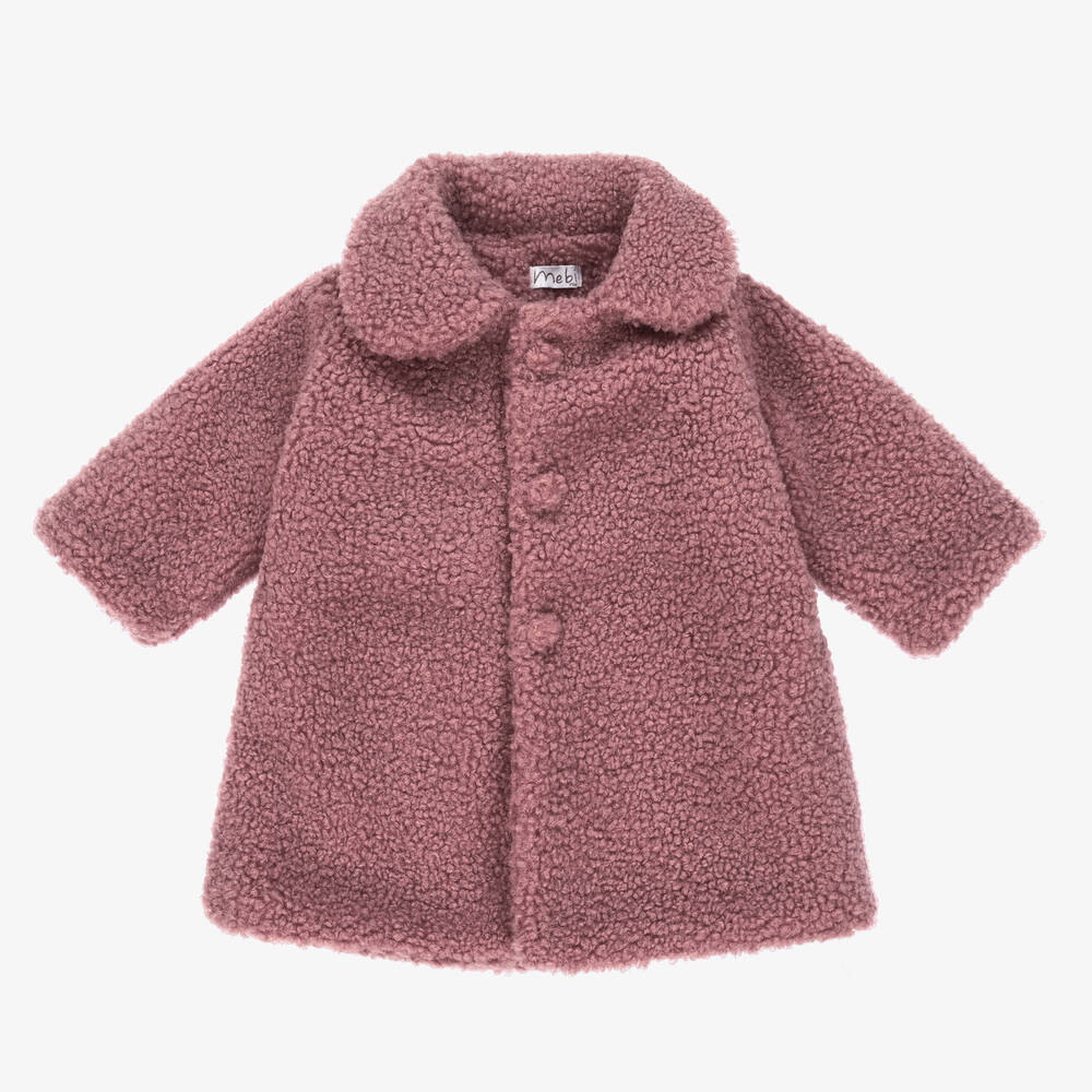 Mebi - Rosa Mantel aus Teddy-Fleece (M) | Childrensalon