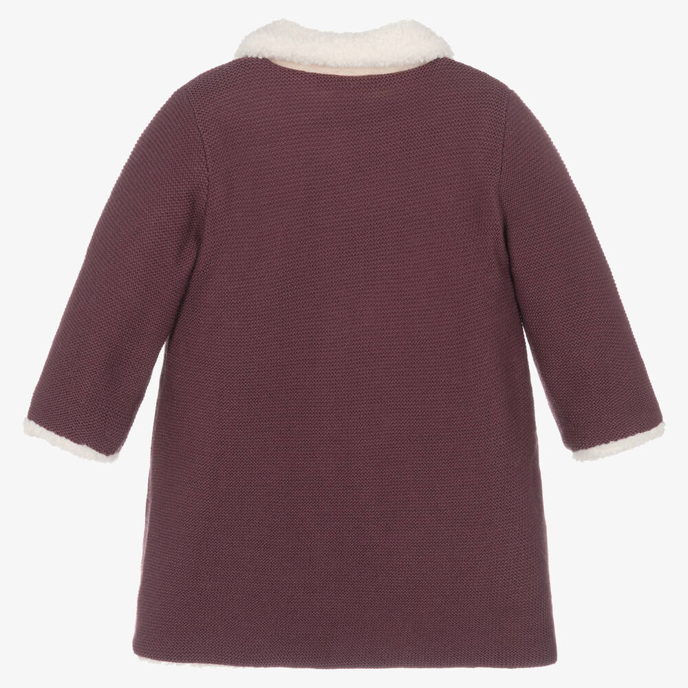 Mebi-معطف أكريليك محبوك لون أرجواني للبنات | Childrensalon Outlet