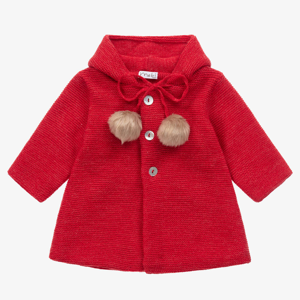 Mebi - Girls Red Cashmere Blend Pram Coat | Childrensalon