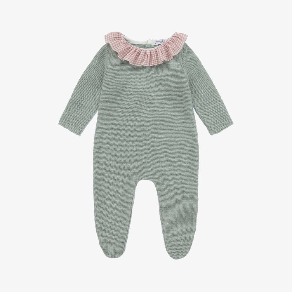 Mebi-Girls Sea Green Knit Sleepsuit | Childrensalon Outlet