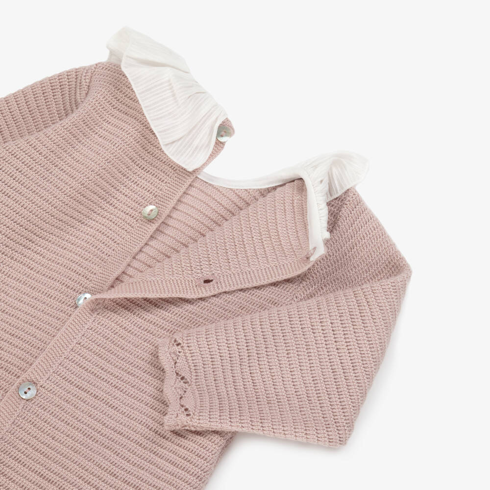 Mebi-Girls Soft Pink Knit Babysuit | Childrensalon Outlet