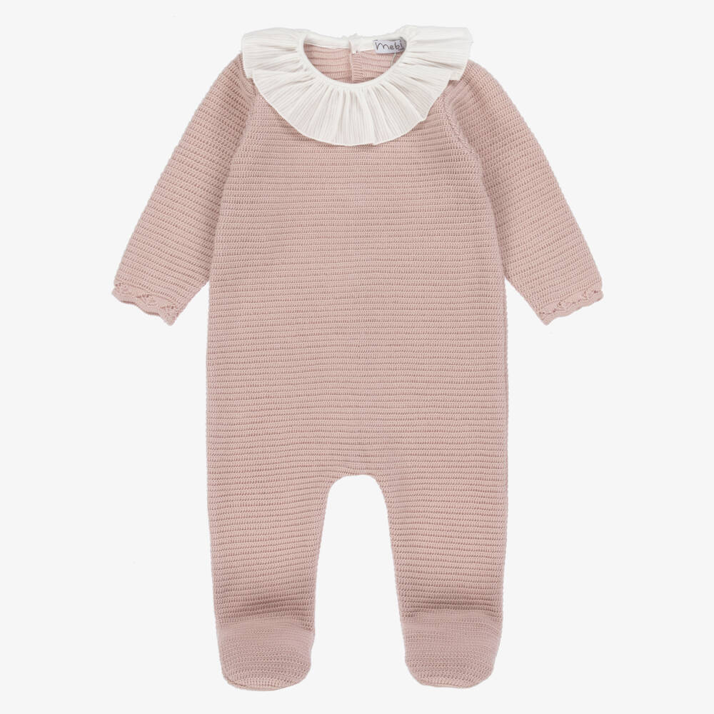 Mebi-Girls Soft Pink Knit Babysuit | Childrensalon Outlet