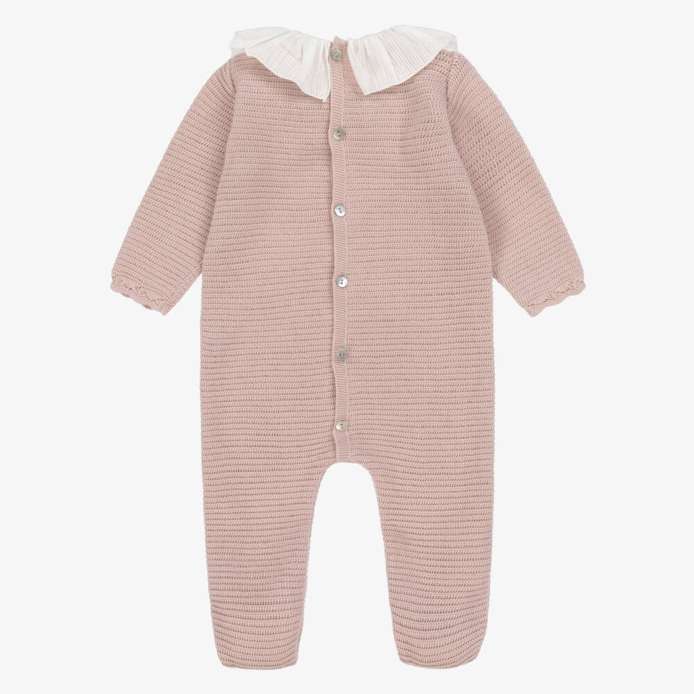 Mebi-Girls Soft Pink Knit Babysuit | Childrensalon Outlet
