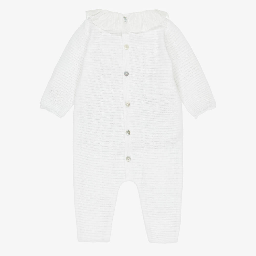 Mebi-Girls Soft White Cotton Playsuit | Childrensalon Outlet