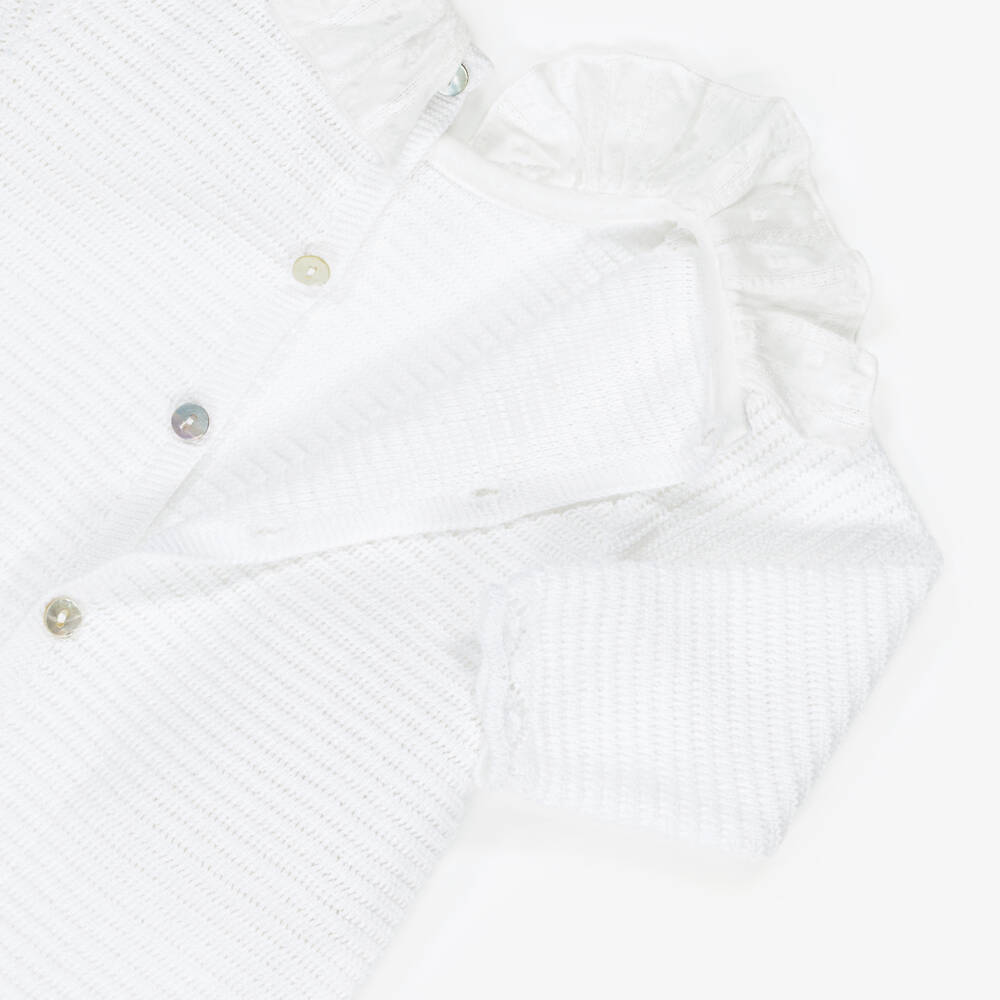 Mebi-Girls Soft White Cotton Playsuit | Childrensalon Outlet