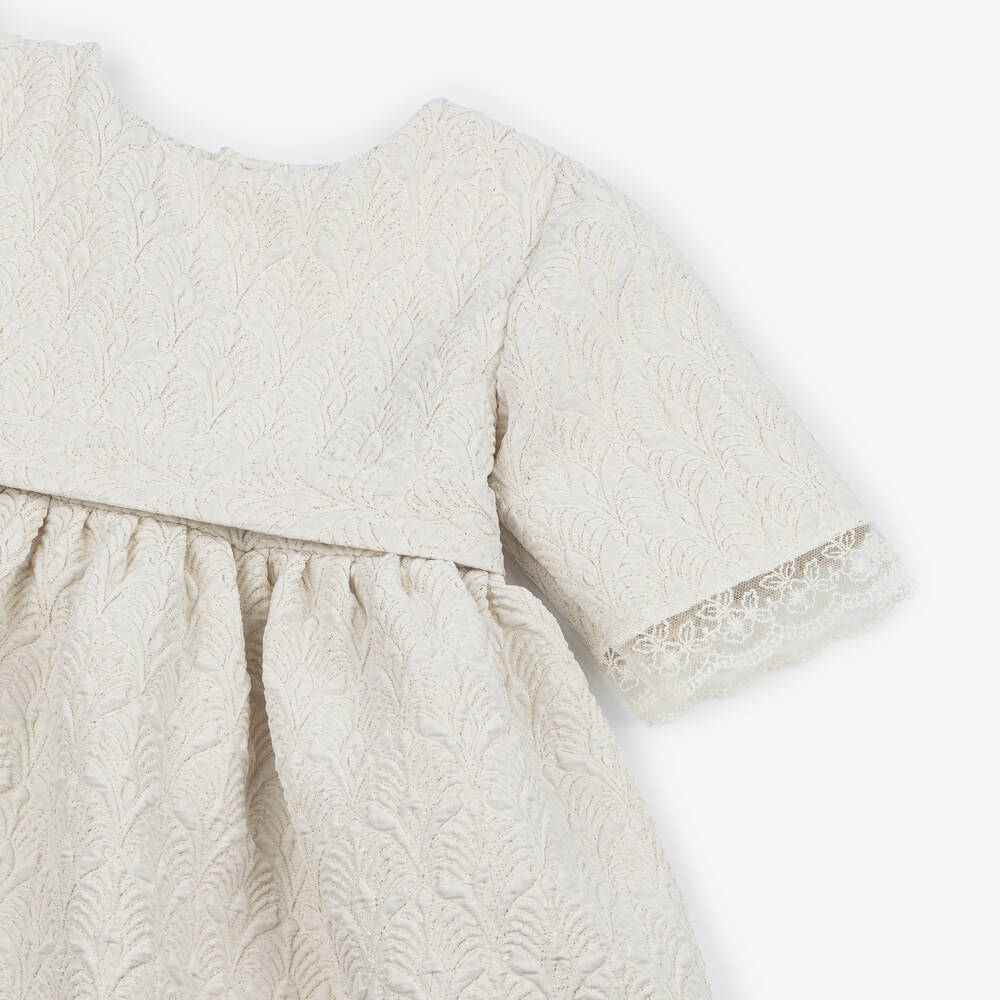 Mebi-Girls Sparkling Ivory Dress with Lace | Childrensalon Outlet