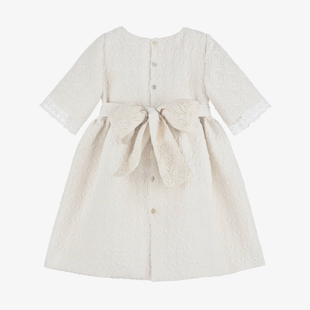 Mebi-Girls Sparkling Ivory Dress with Lace | Childrensalon Outlet